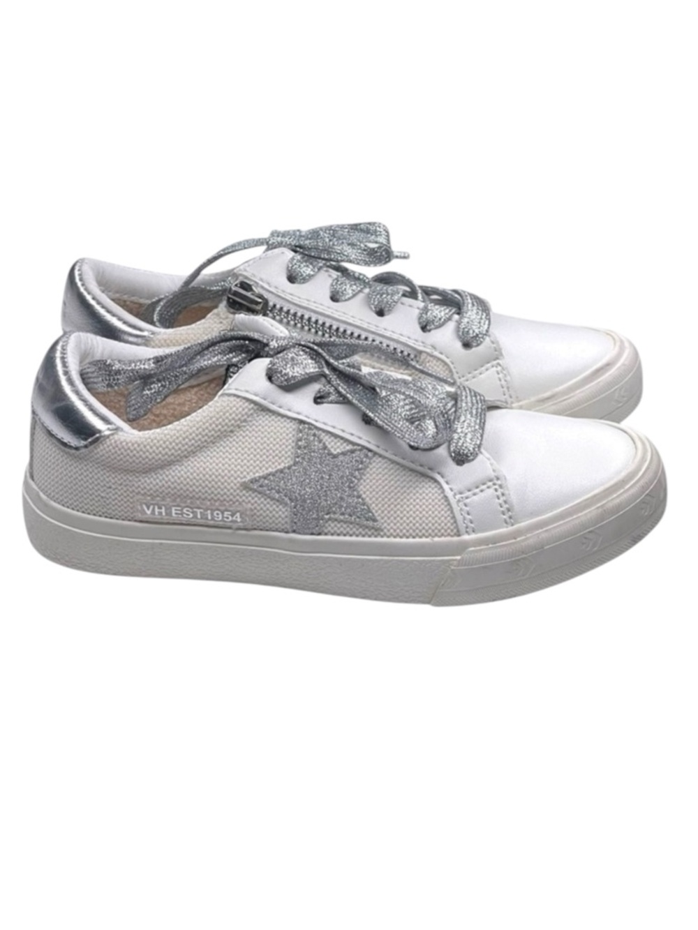 Vintage Havana 𖤐 Gita Star Sneakers 𖤐 Vegan Leather Silver Metallic Glitter 𖤐 12 - Picture 3 of 16